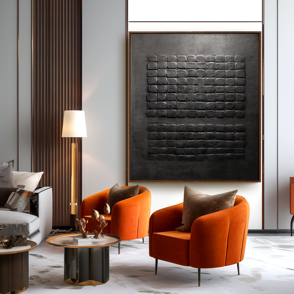 Midnight Relief - Black Textured Geometric Wall Art#wp260034