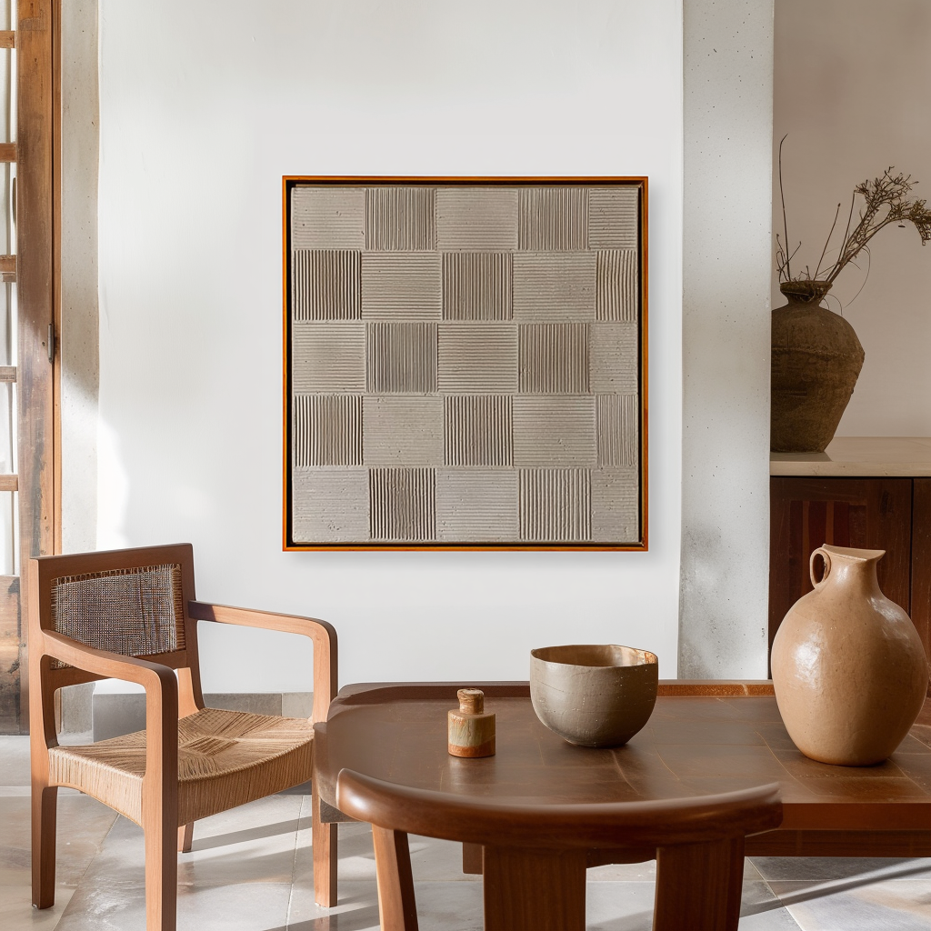 Quiet Rhythm - Neutral Geometric Textured Wall Art#wp260036