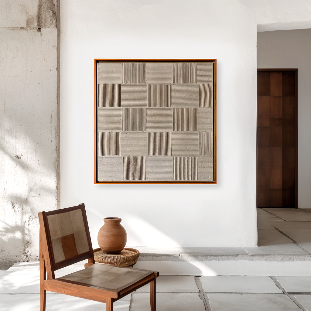 Quiet Rhythm - Neutral Geometric Textured Wall Art#wp260036