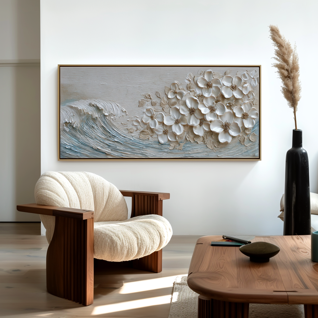 Blooming Tide Textured Floral Abstract Canvas Wall Art#AB14262