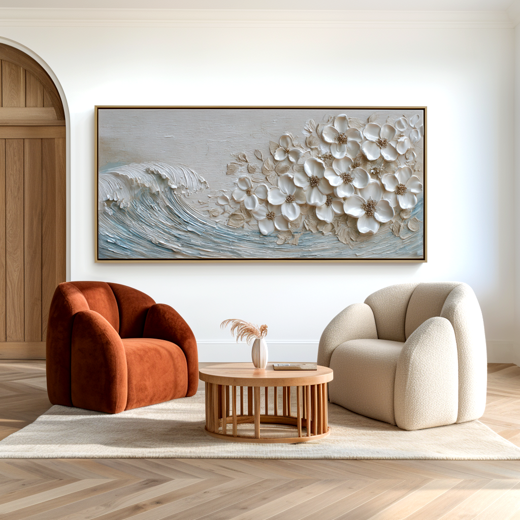 Blooming Tide Textured Floral Abstract Canvas Wall Art#AB14262