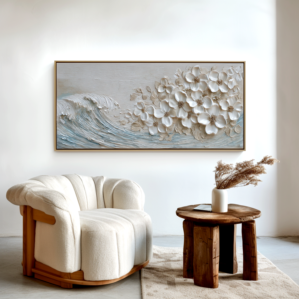 Blooming Tide Textured Floral Abstract Canvas Wall Art#AB14262
