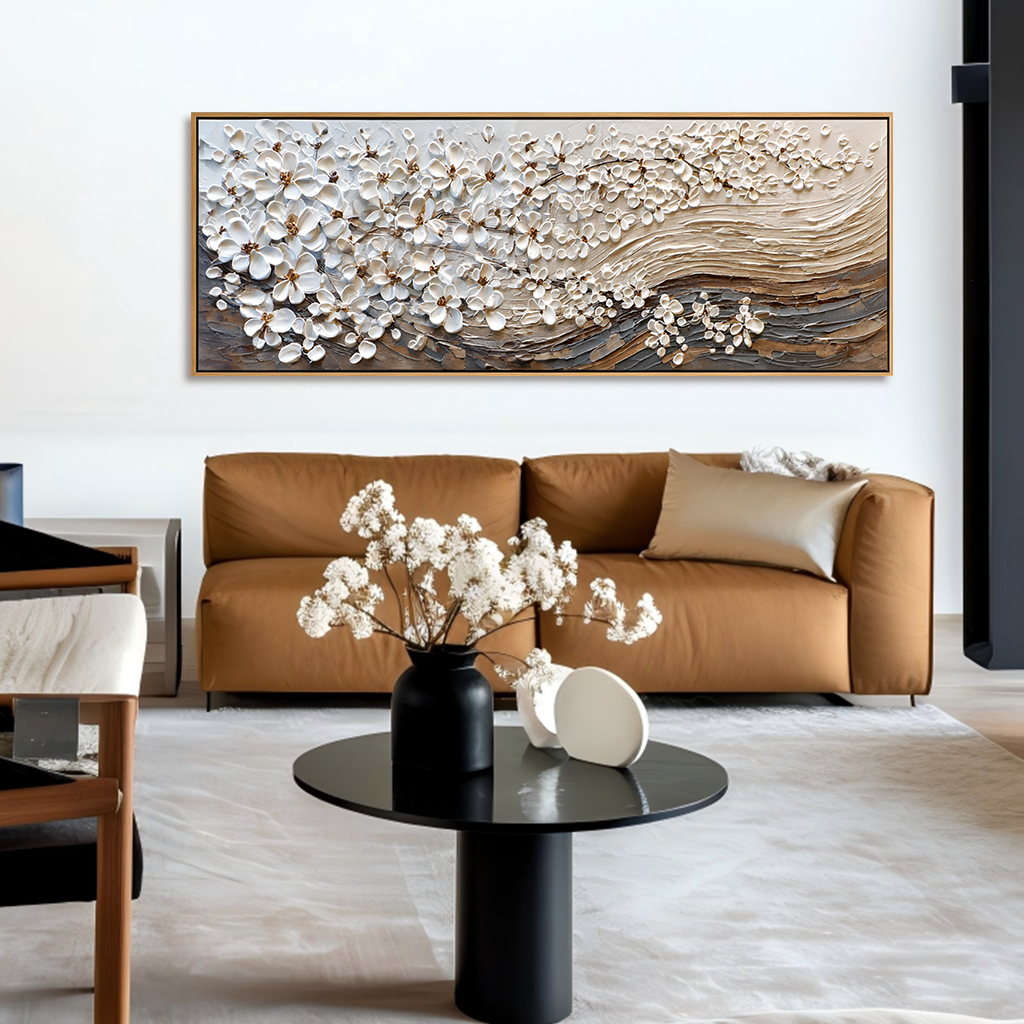 Petals in Motion Textured Floral Abstract Canvas Wall Art#AB14263