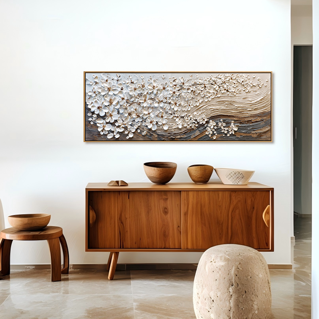 Petals in Motion Textured Floral Abstract Canvas Wall Art#AB14263