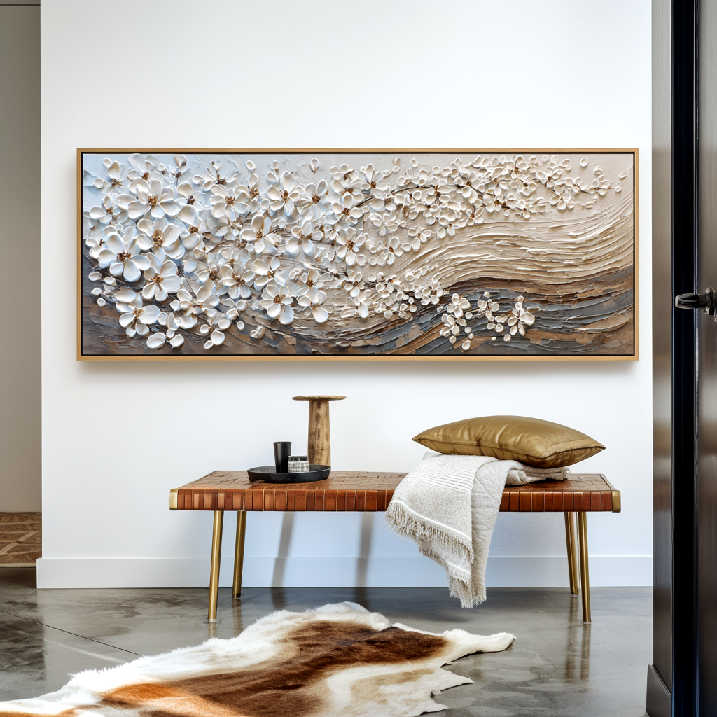 Petals in Motion Textured Floral Abstract Canvas Wall Art#AB14263