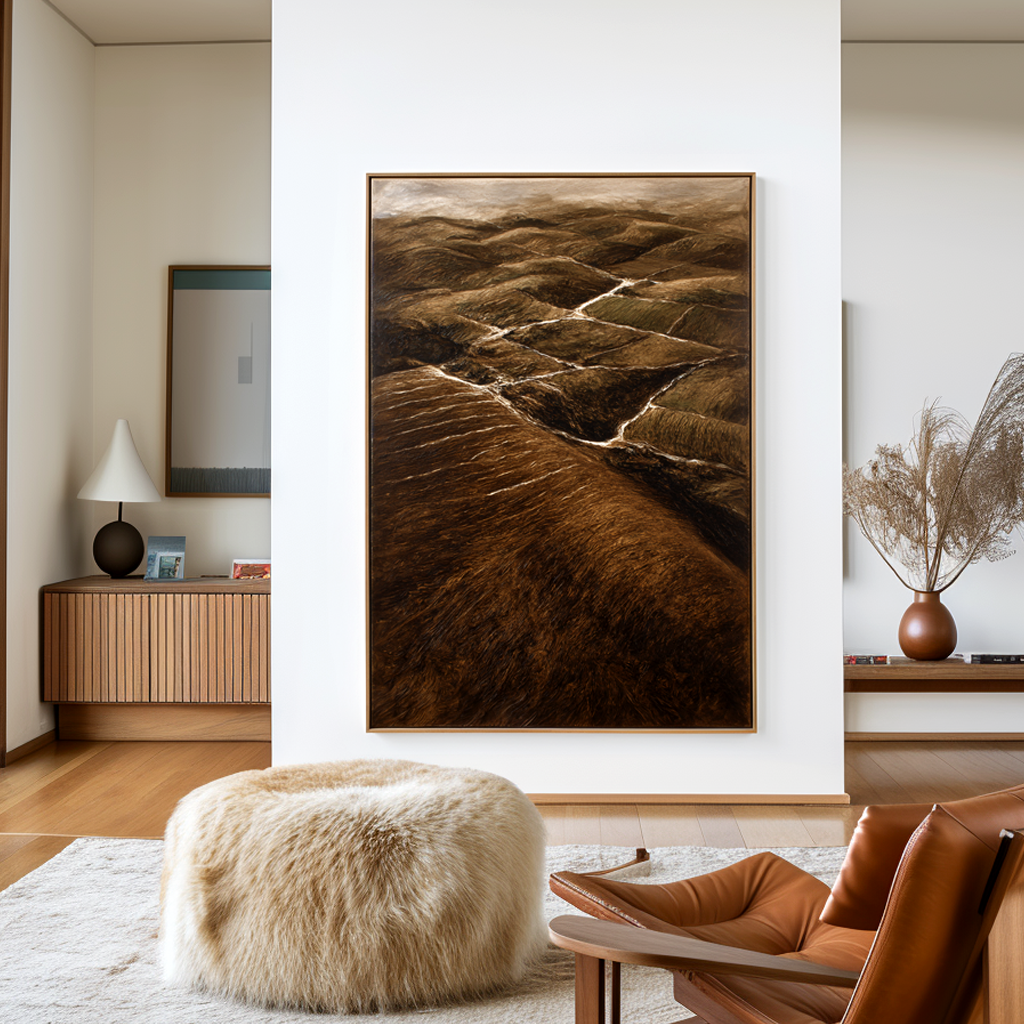 Contours of the Earth Textured Abstract Landscape Canvas Wall Art#AB14270