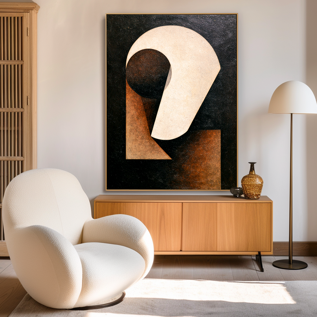 Silent Axis Minimalist Abstract Geometric Canvas Wall Art#AB14271