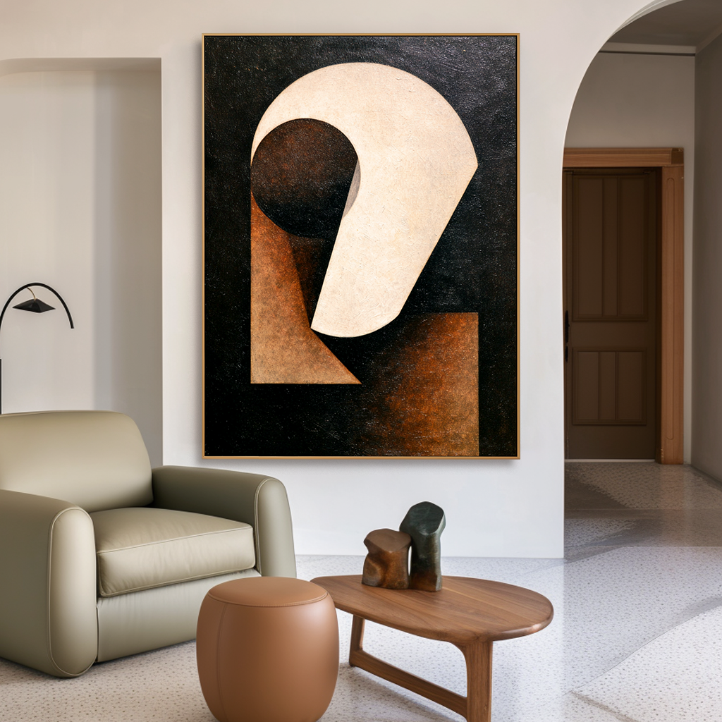 Silent Axis Minimalist Abstract Geometric Canvas Wall Art#AB14271