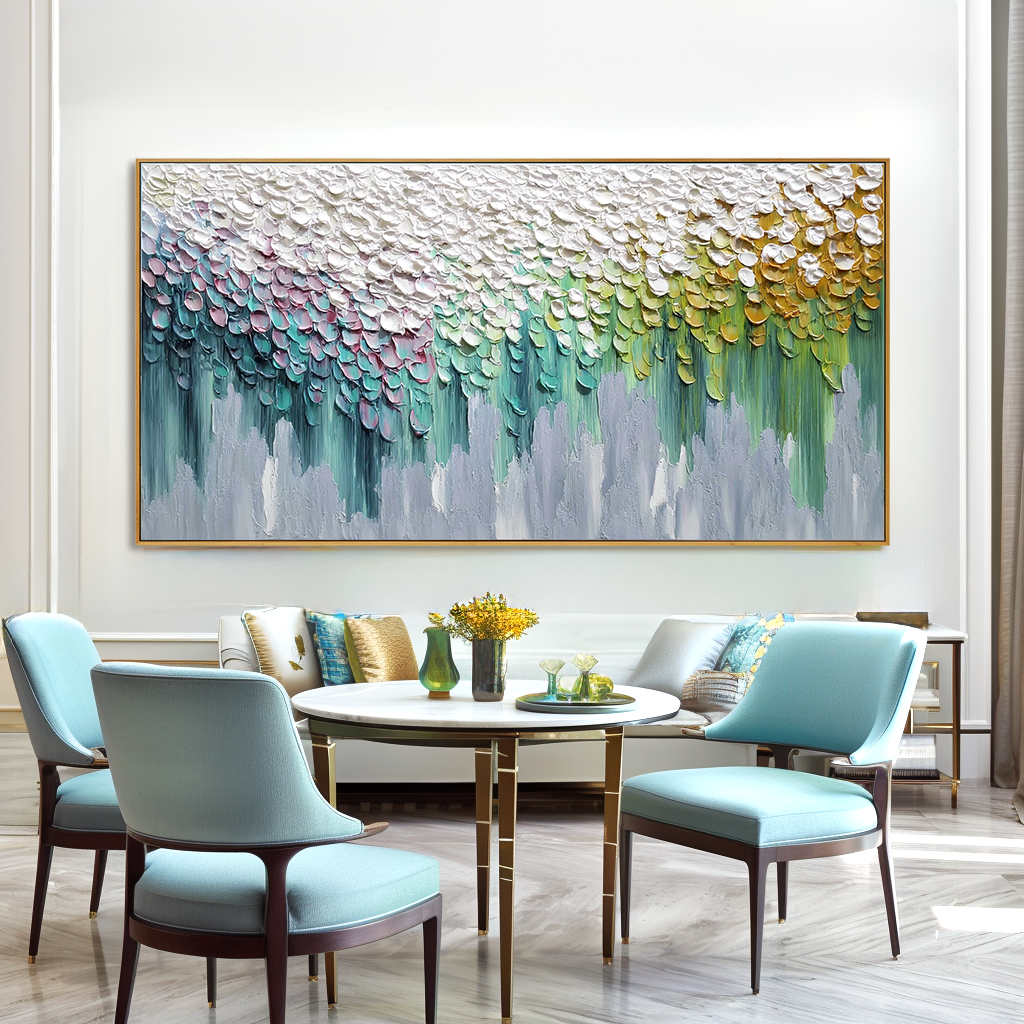 Petals of Quiet Light Textured Abstract Floral Canvas Wall Art#AB14274