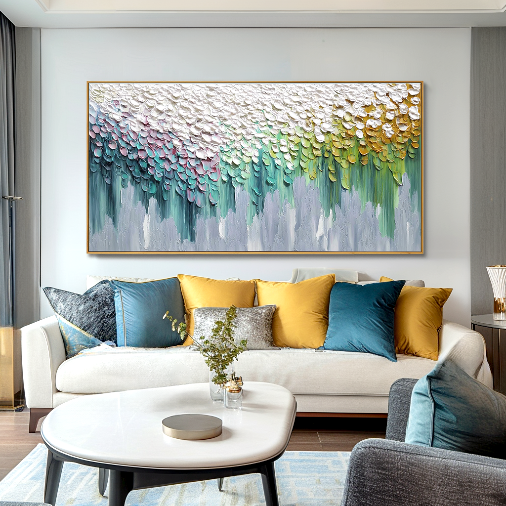 Petals of Quiet Light Textured Abstract Floral Canvas Wall Art#AB14274