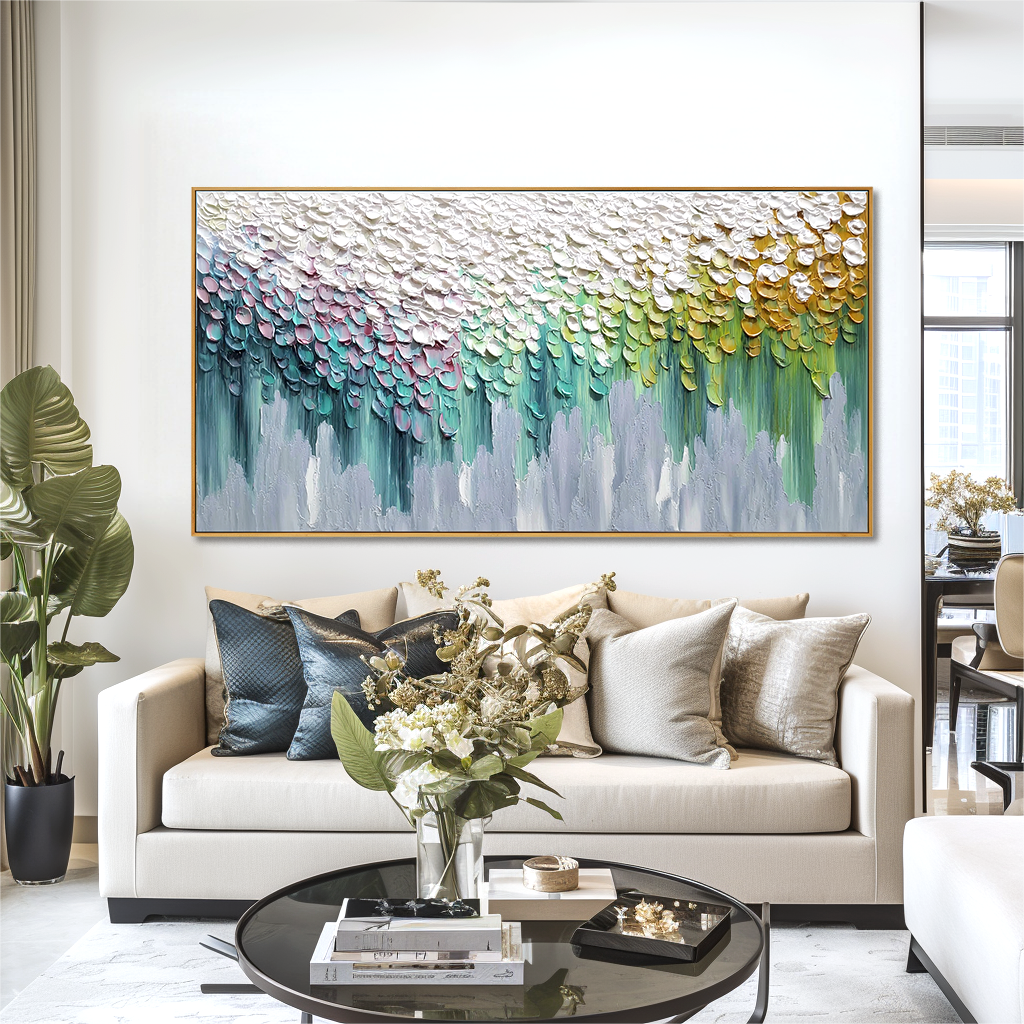 Petals of Quiet Light Textured Abstract Floral Canvas Wall Art#AB14274