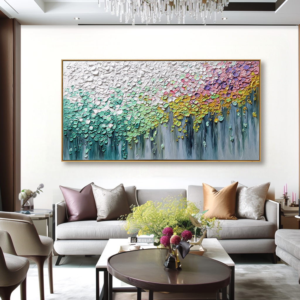 Soft Drift of Petals Textured Abstract Floral Canvas Wall Art#AB14275