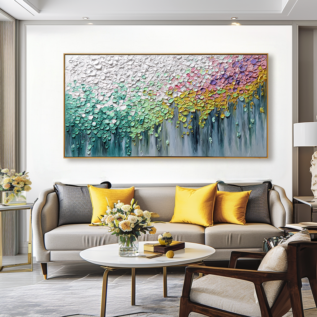 Soft Drift of Petals Textured Abstract Floral Canvas Wall Art#AB14275