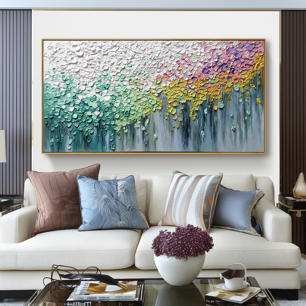 Soft Drift of Petals Textured Abstract Floral Canvas Wall Art#AB14275