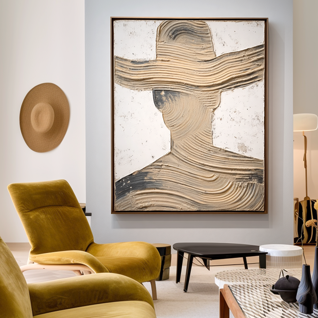 Silent Presence Abstract Textured Figure Canvas Wall Art#AB14279