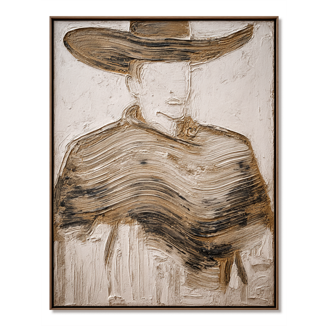 Veiled Identity Abstract Textured Figure Canvas Wall Art#AB14280