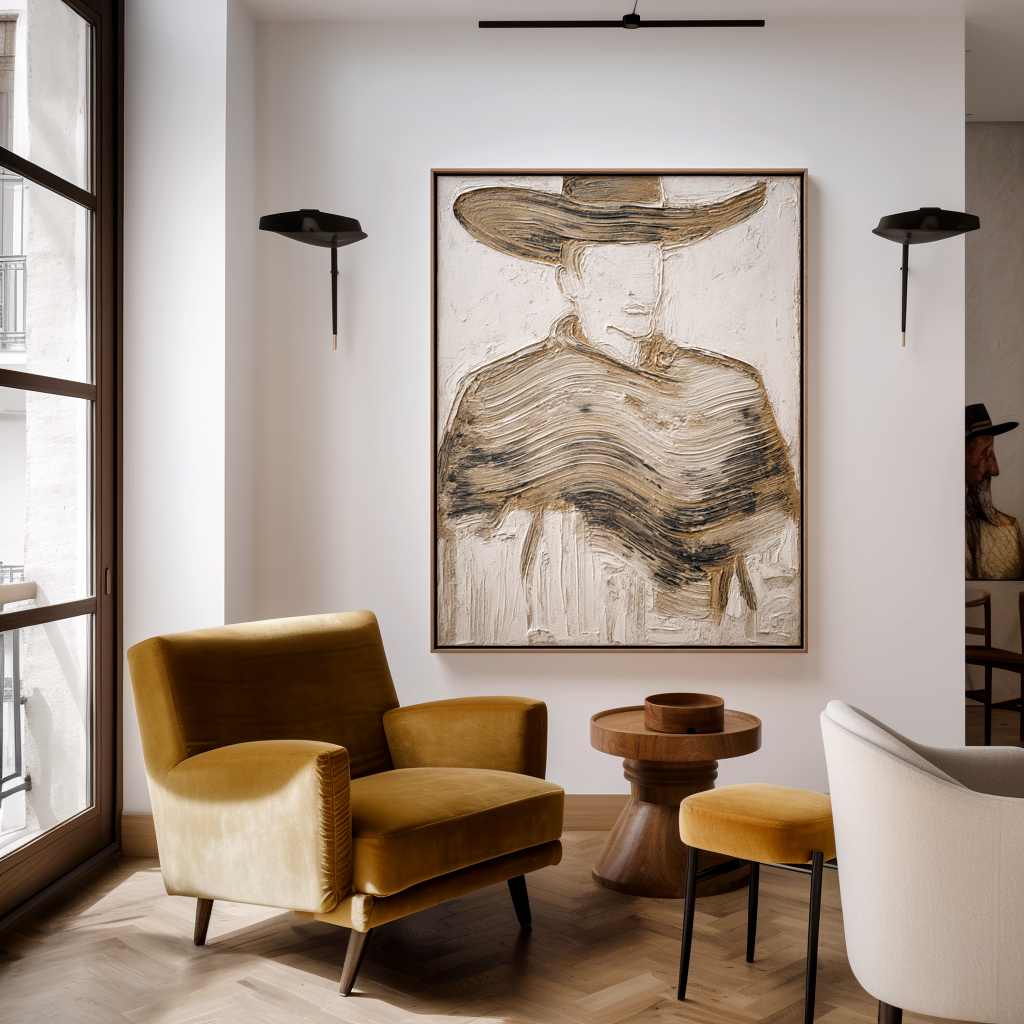 Veiled Identity Abstract Textured Figure Canvas Wall Art#AB14280