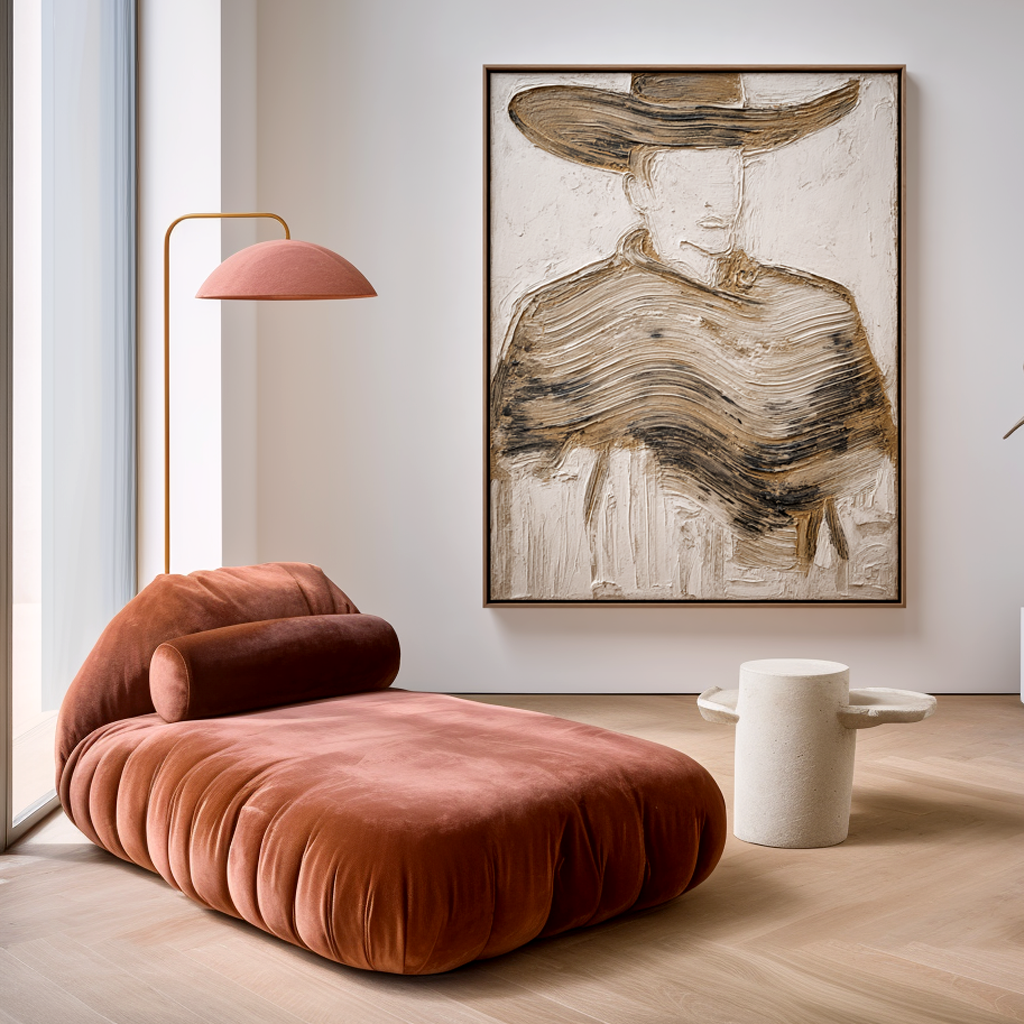 Veiled Identity Abstract Textured Figure Canvas Wall Art#AB14280