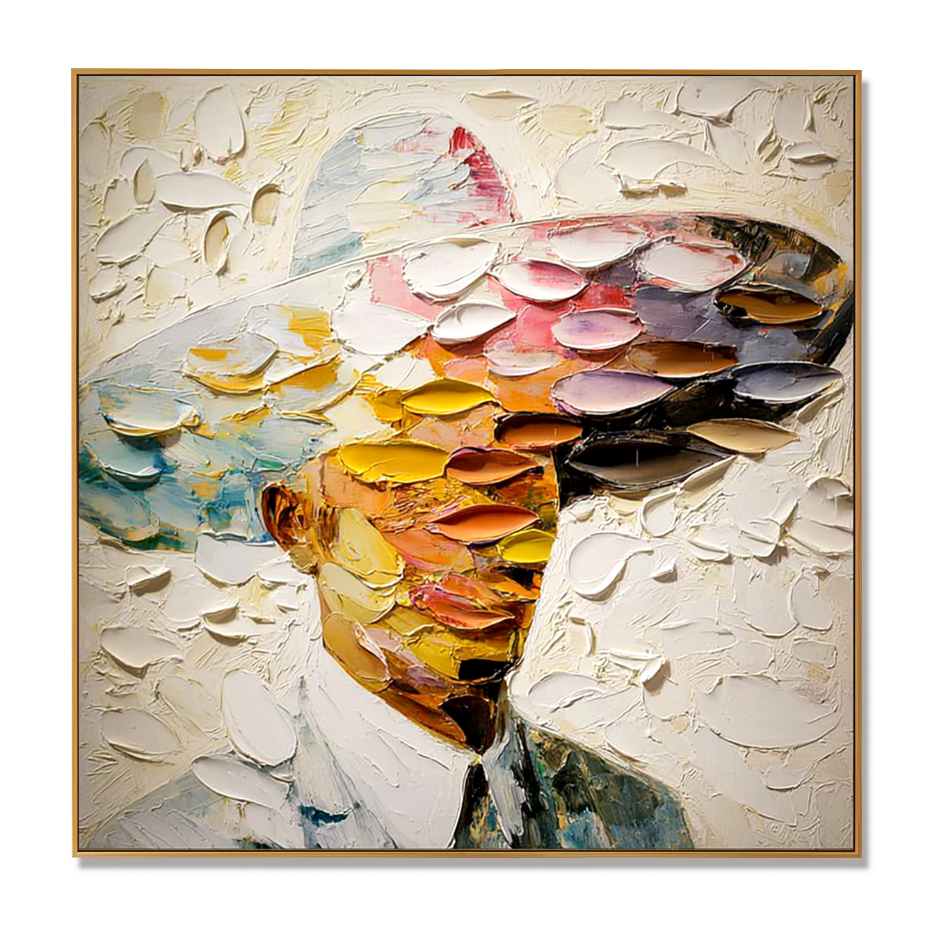 Fragments of Thought – Hand-Painted Textured Figurative Wall Art#AB14177