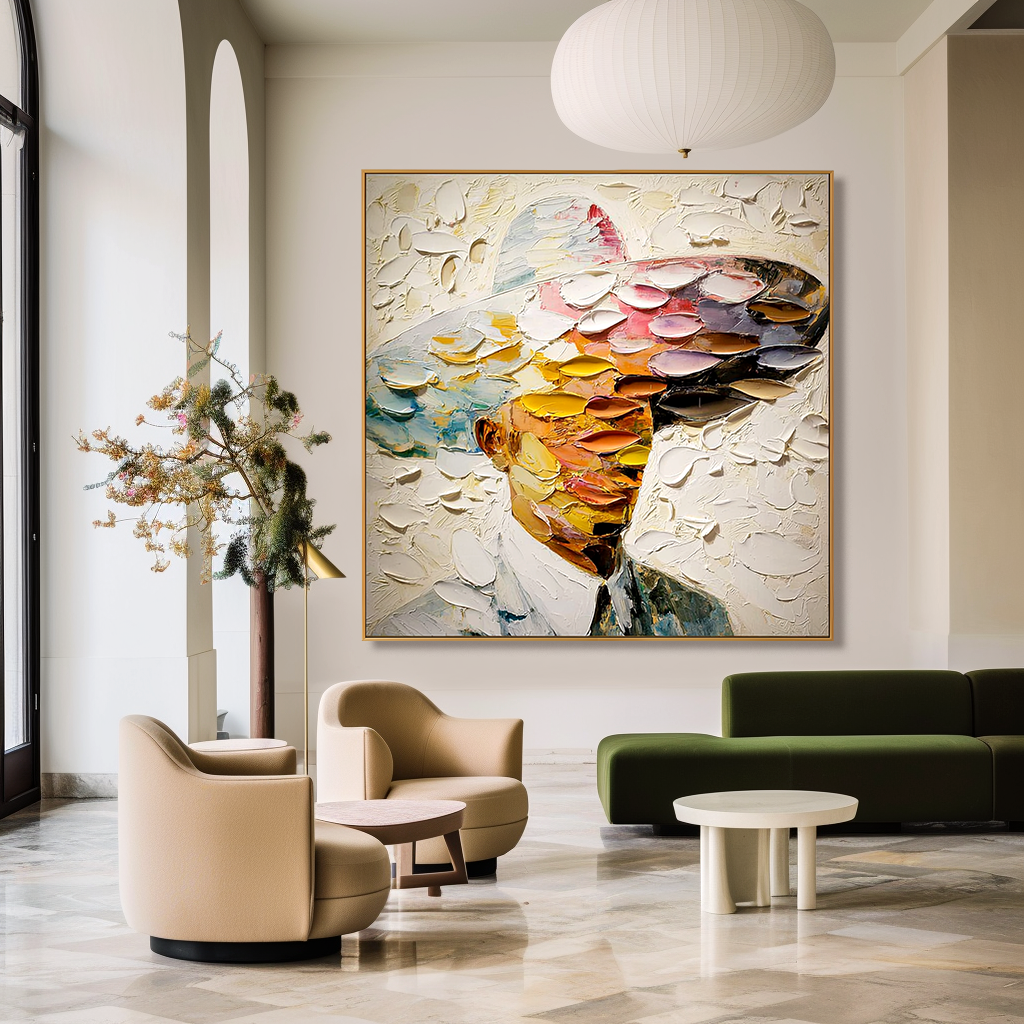 Fragments of Thought – Hand-Painted Textured Figurative Wall Art#AB14177