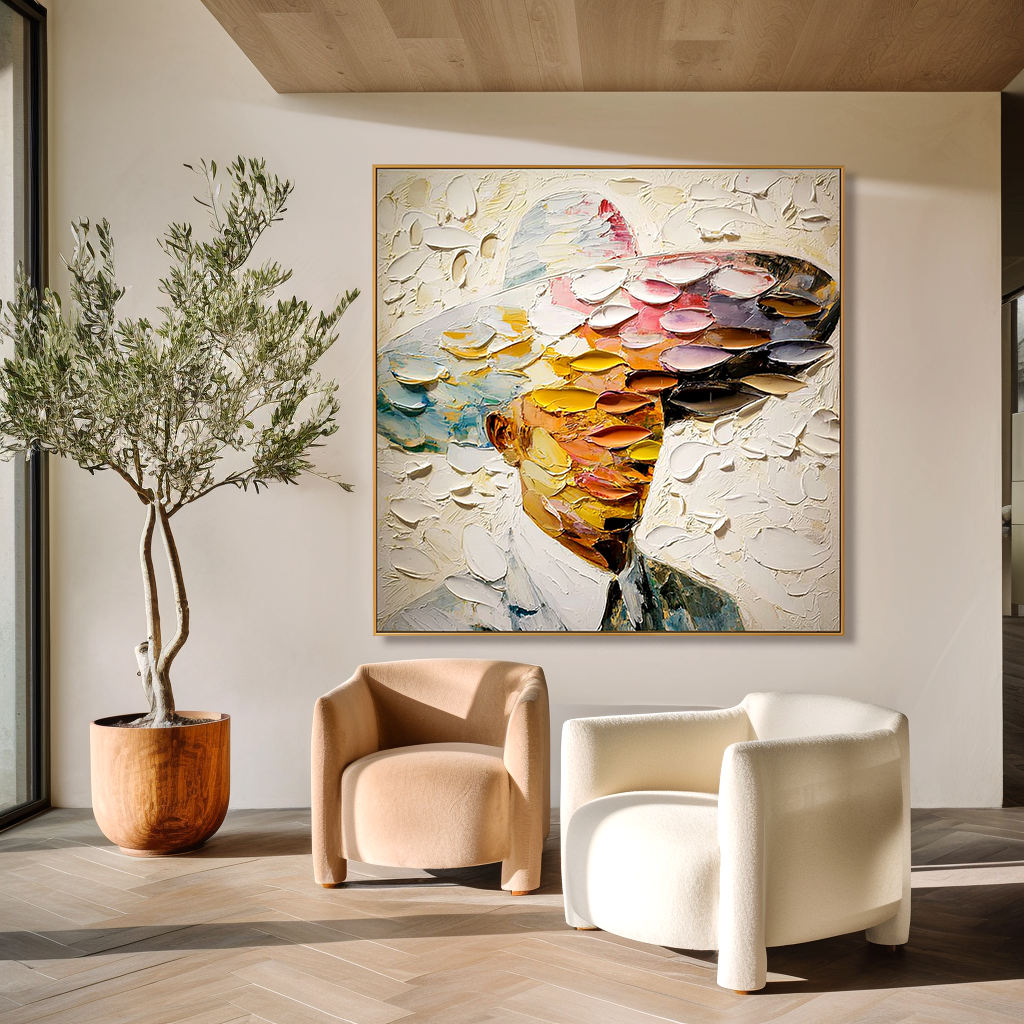 Fragments of Thought – Hand-Painted Textured Figurative Wall Art#AB14177
