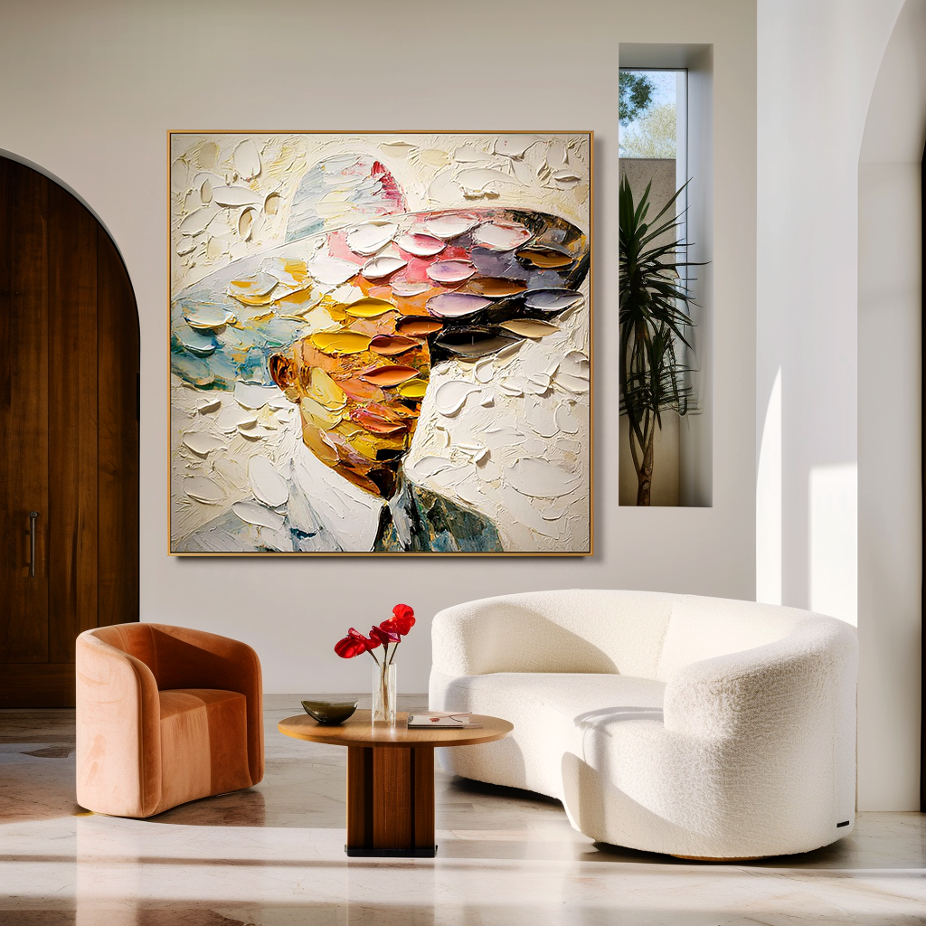 Fragments of Thought – Hand-Painted Textured Figurative Wall Art#AB14177