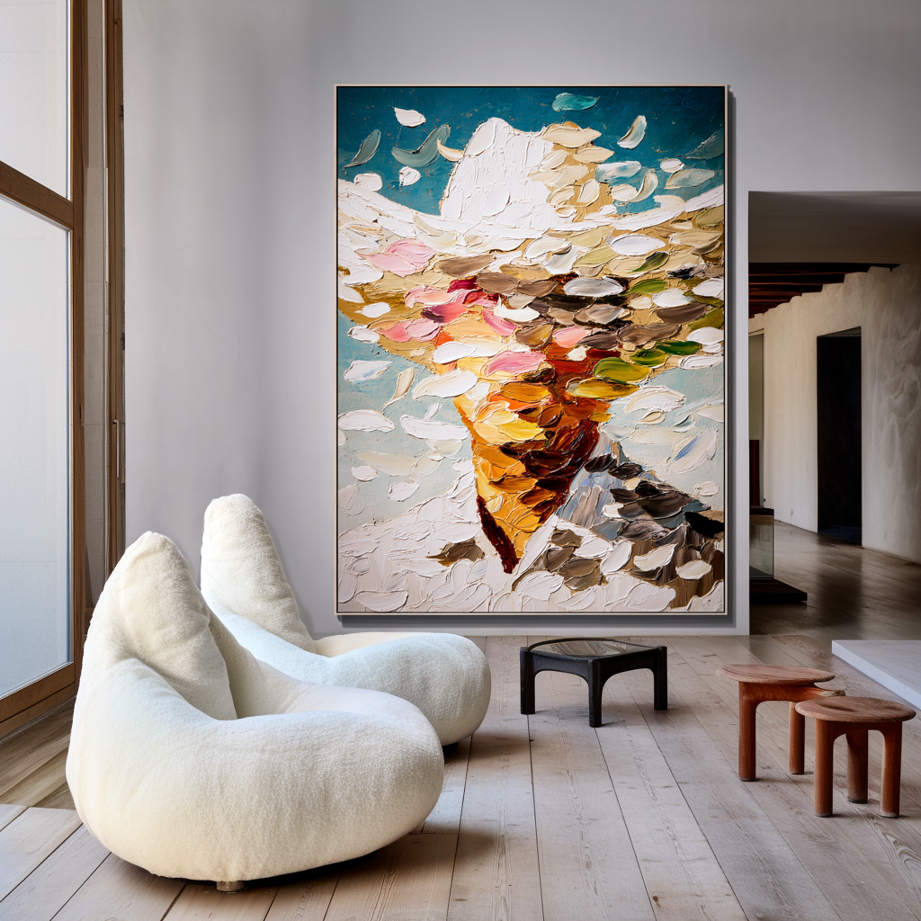 Drifting Figure  Abstract Textured Figure Canvas Wall Art#AB14281