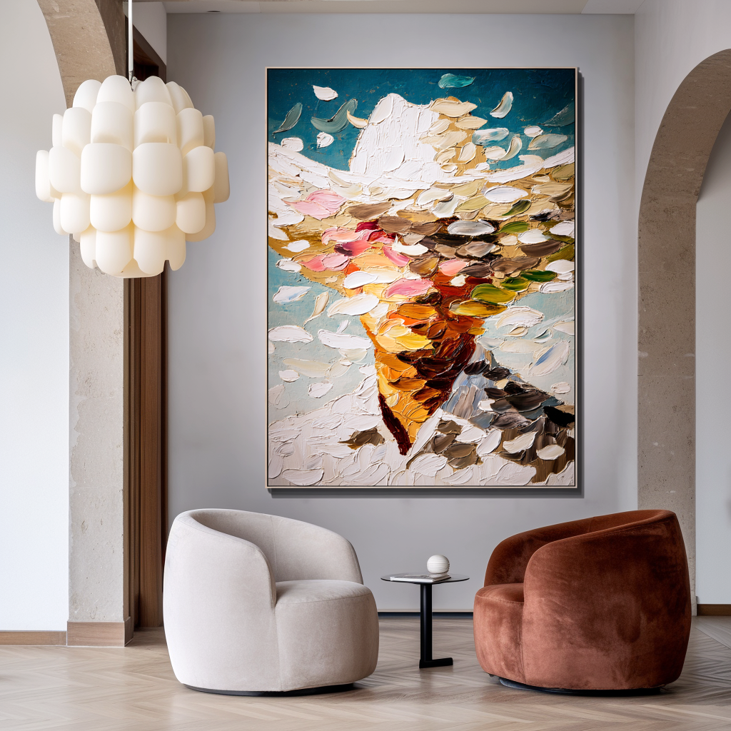 Drifting Figure  Abstract Textured Figure Canvas Wall Art#AB14281