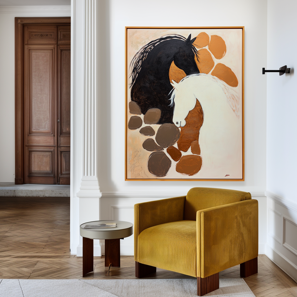 Shared Silence Abstract Textured Horse Canvas Wall Art#AB14283