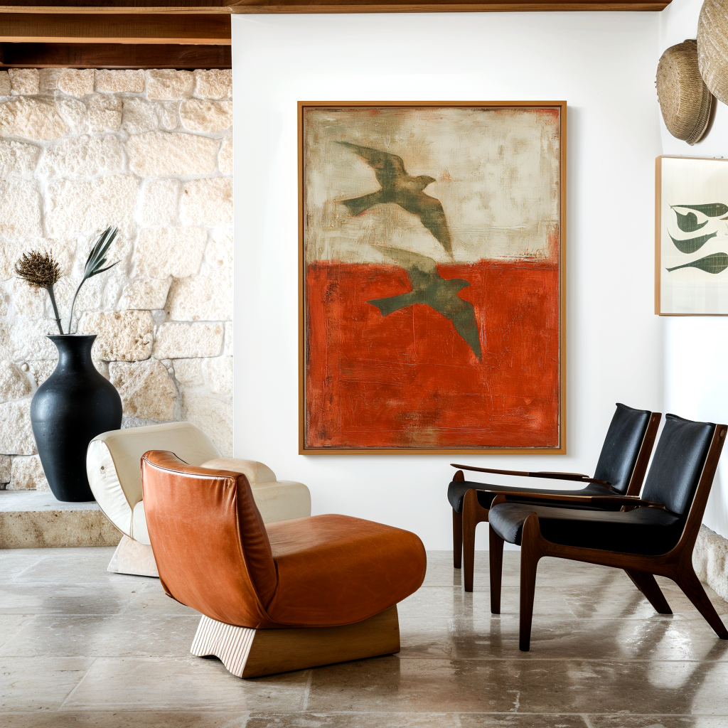 Above the Quiet Line Abstract Bird Canvas Wall Art#AB14284