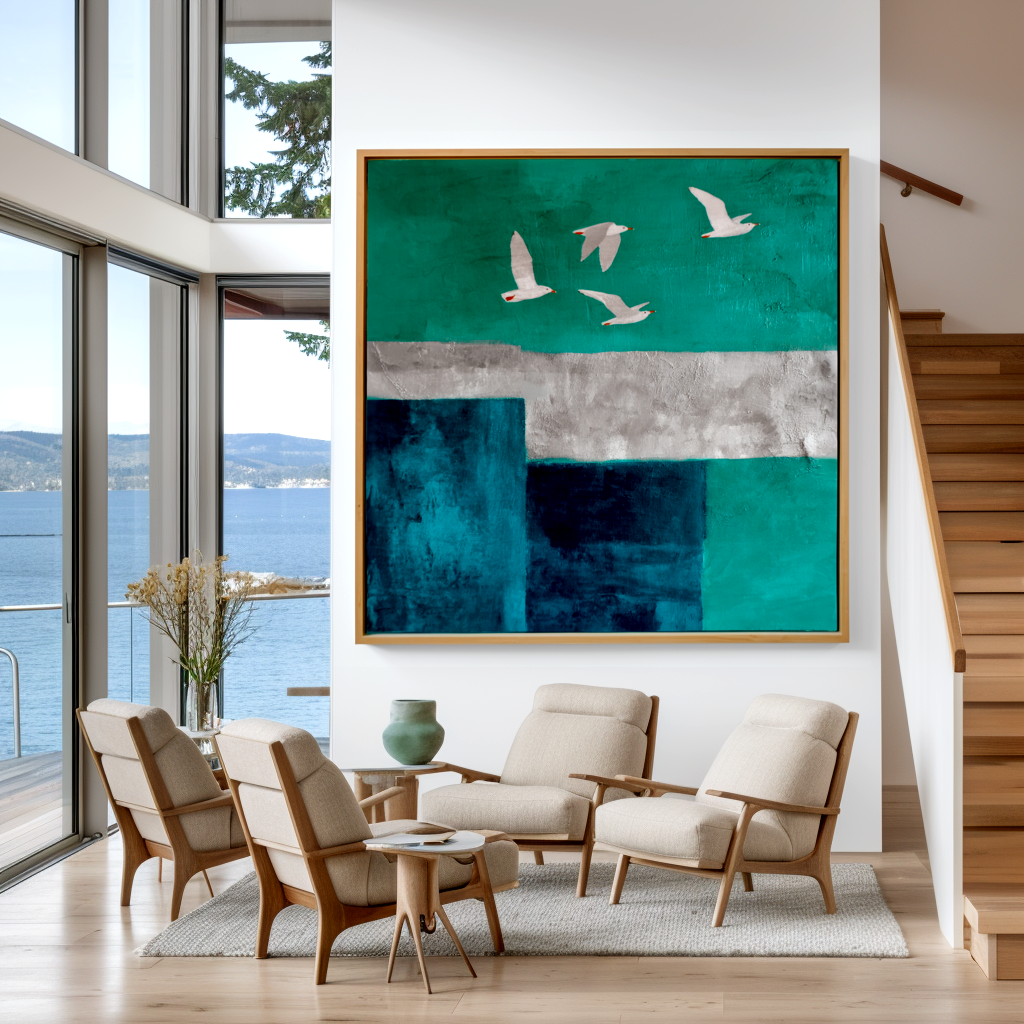 Across the Quiet Field – Hand-Painted Abstract Oil Painting#AB14196