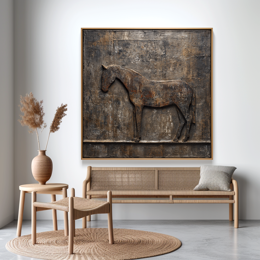 Silent Strength – Hand-Painted Textured Horse Oil Painting#AB14197