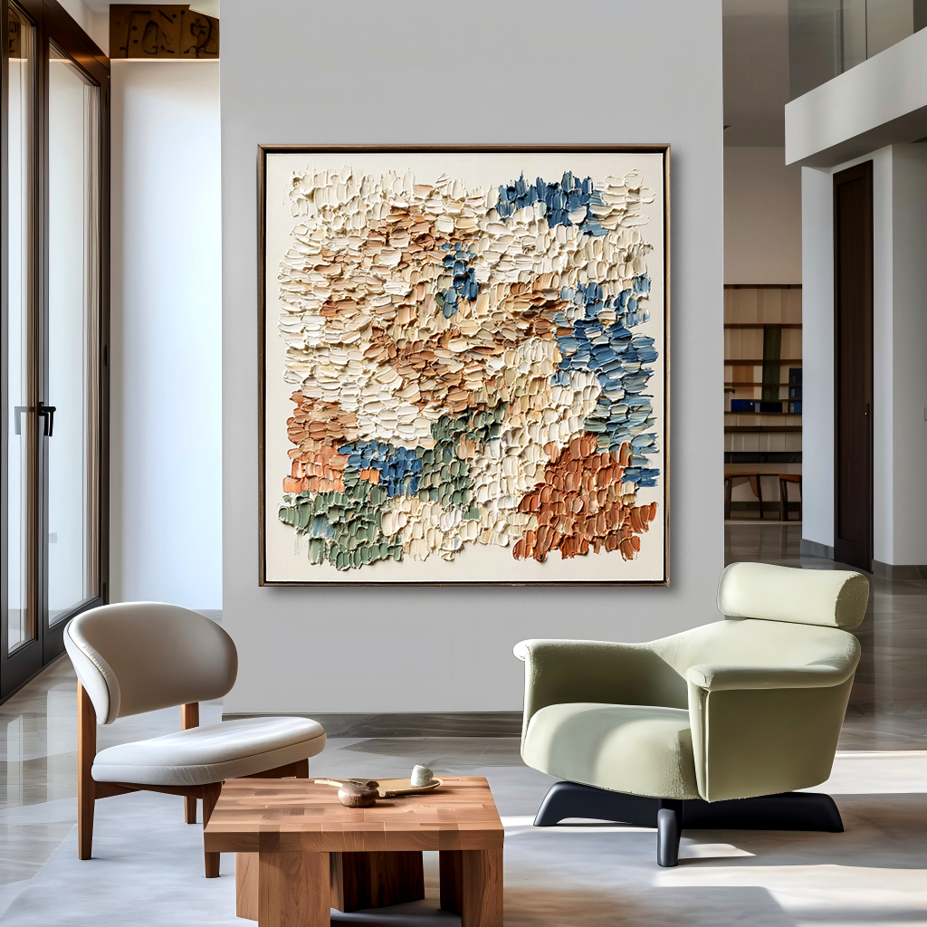 Layered Order – Hand-Painted Textured Abstract Oil Painting#AB14205