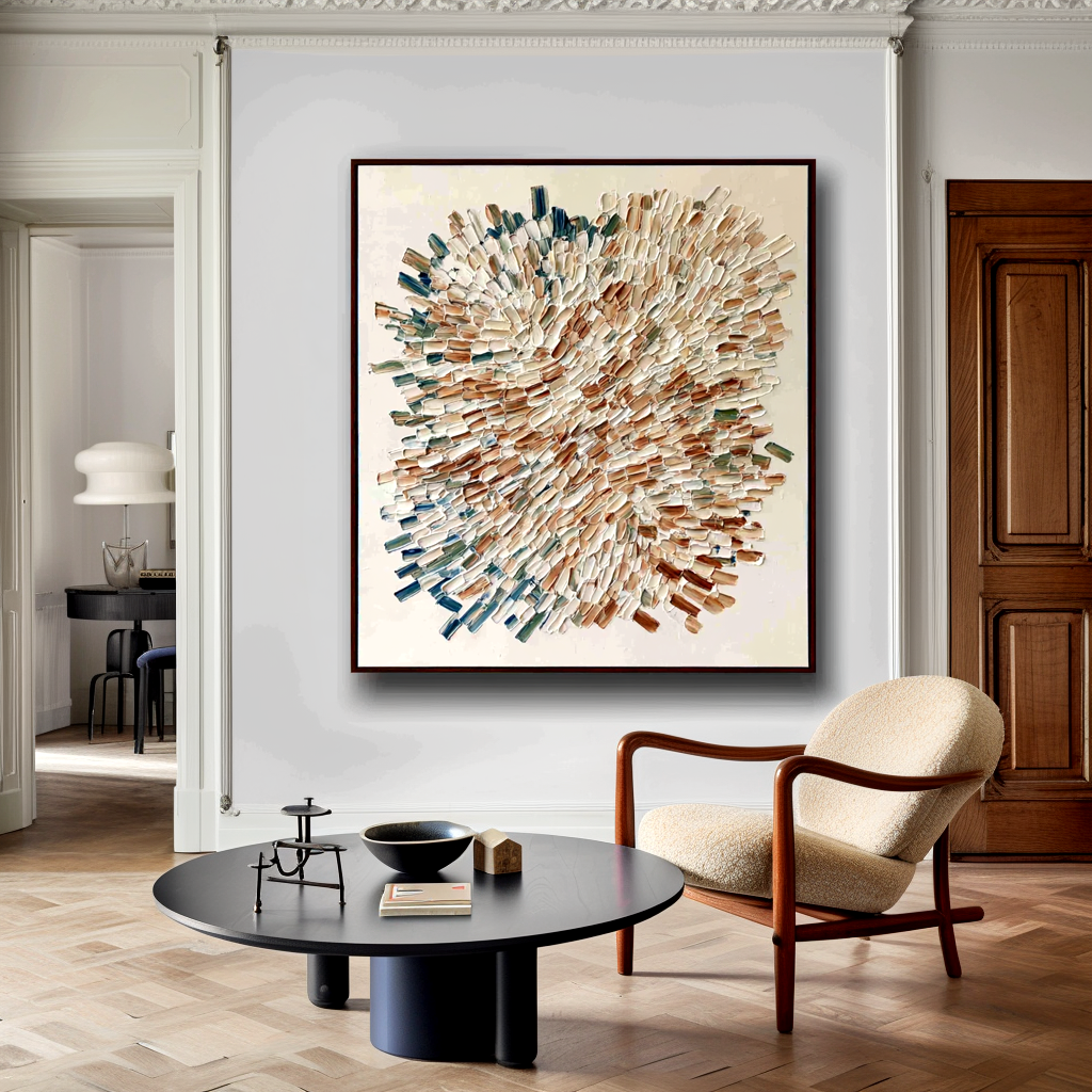 Gathered Rhythm – Hand-Painted Organic Textured Abstract Wall Art#AB14189