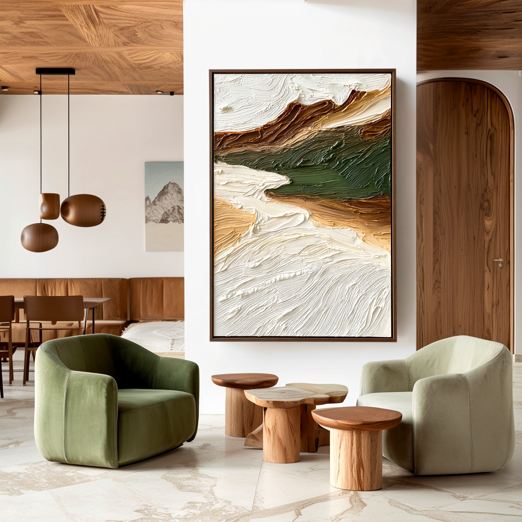 Quiet Valley Minimalist Textured Abstract Landscape Canvas#AB14285