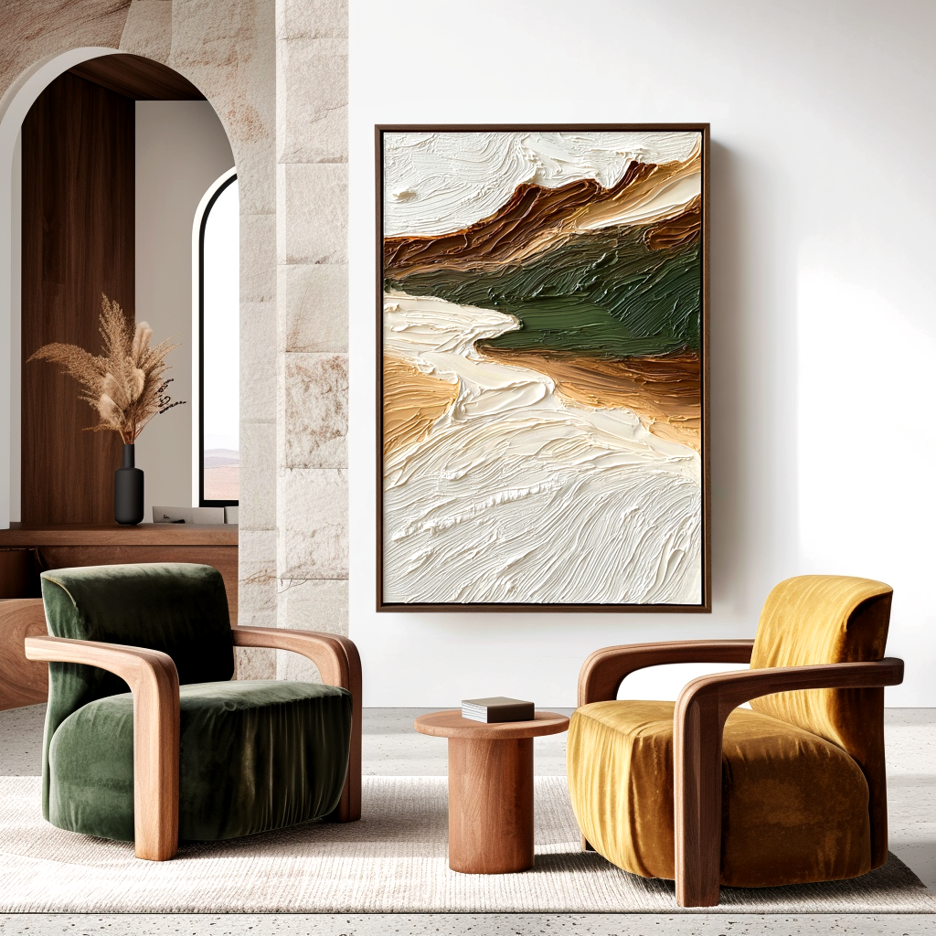 Quiet Valley Minimalist Textured Abstract Landscape Canvas#AB14285