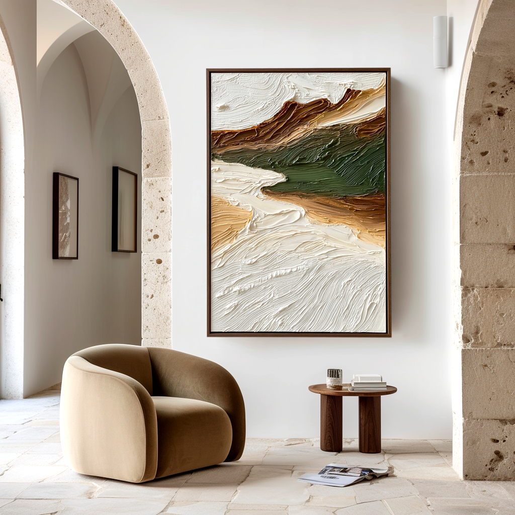 Quiet Valley Minimalist Textured Abstract Landscape Canvas#AB14285