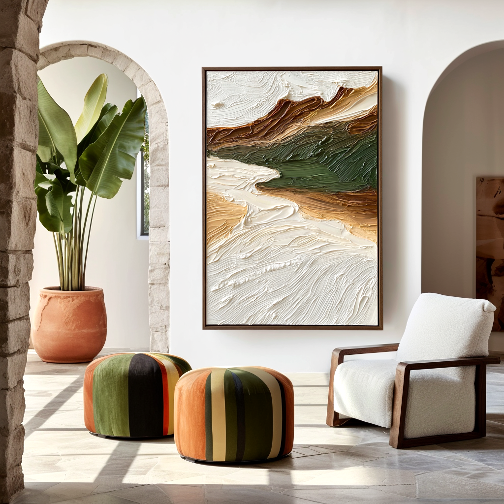 Quiet Valley Minimalist Textured Abstract Landscape Canvas#AB14285