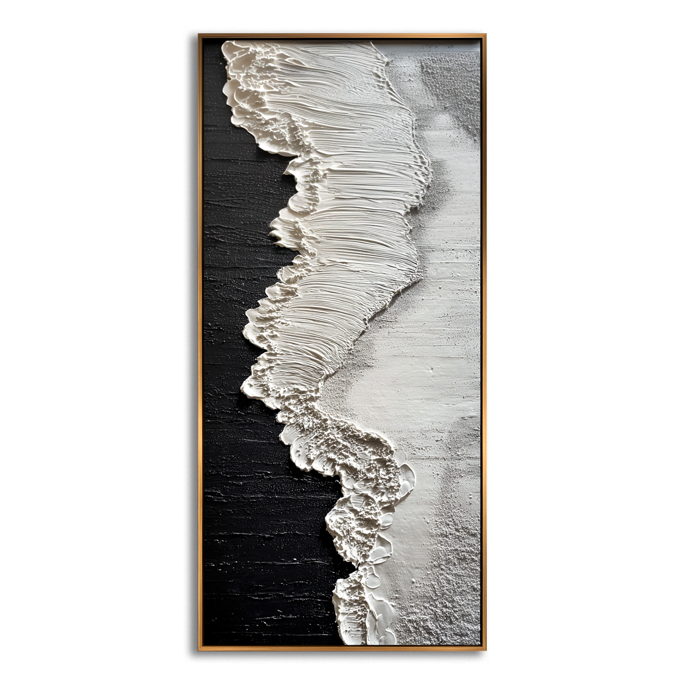 Silent Divide Vertical Minimalist Textured Abstract Canvas#AB14286
