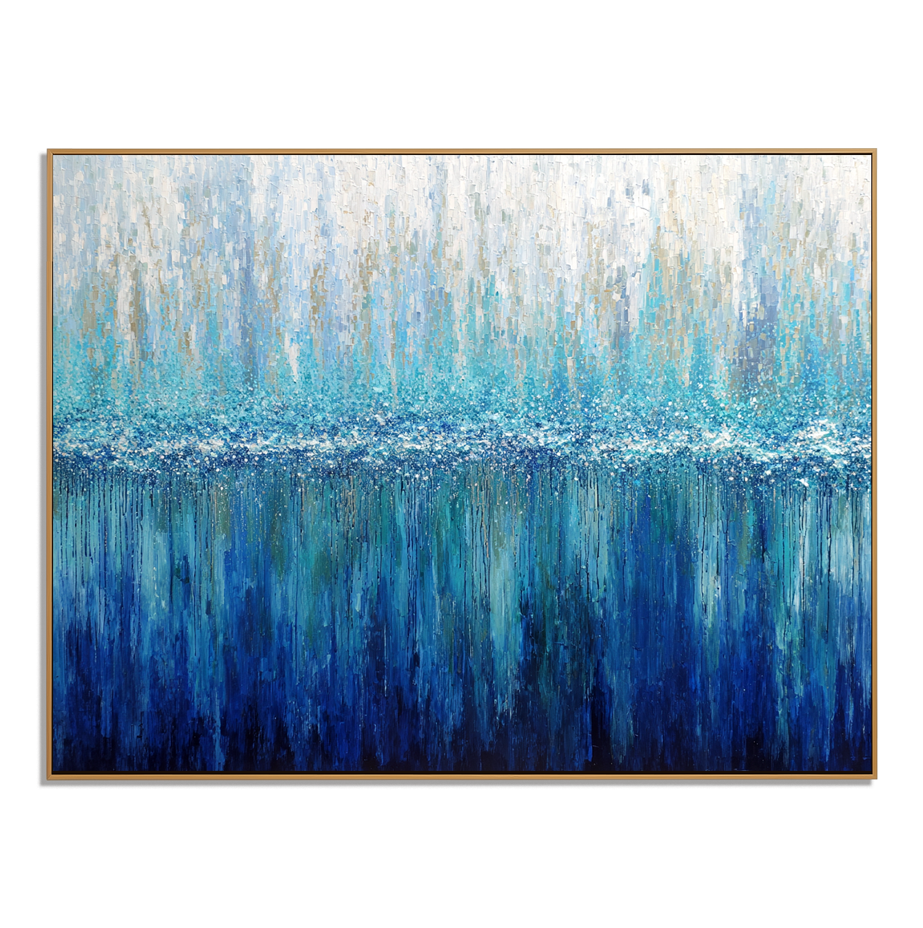 Blue Stillness Large Horizontal Textured Abstract Canvas#AB14289