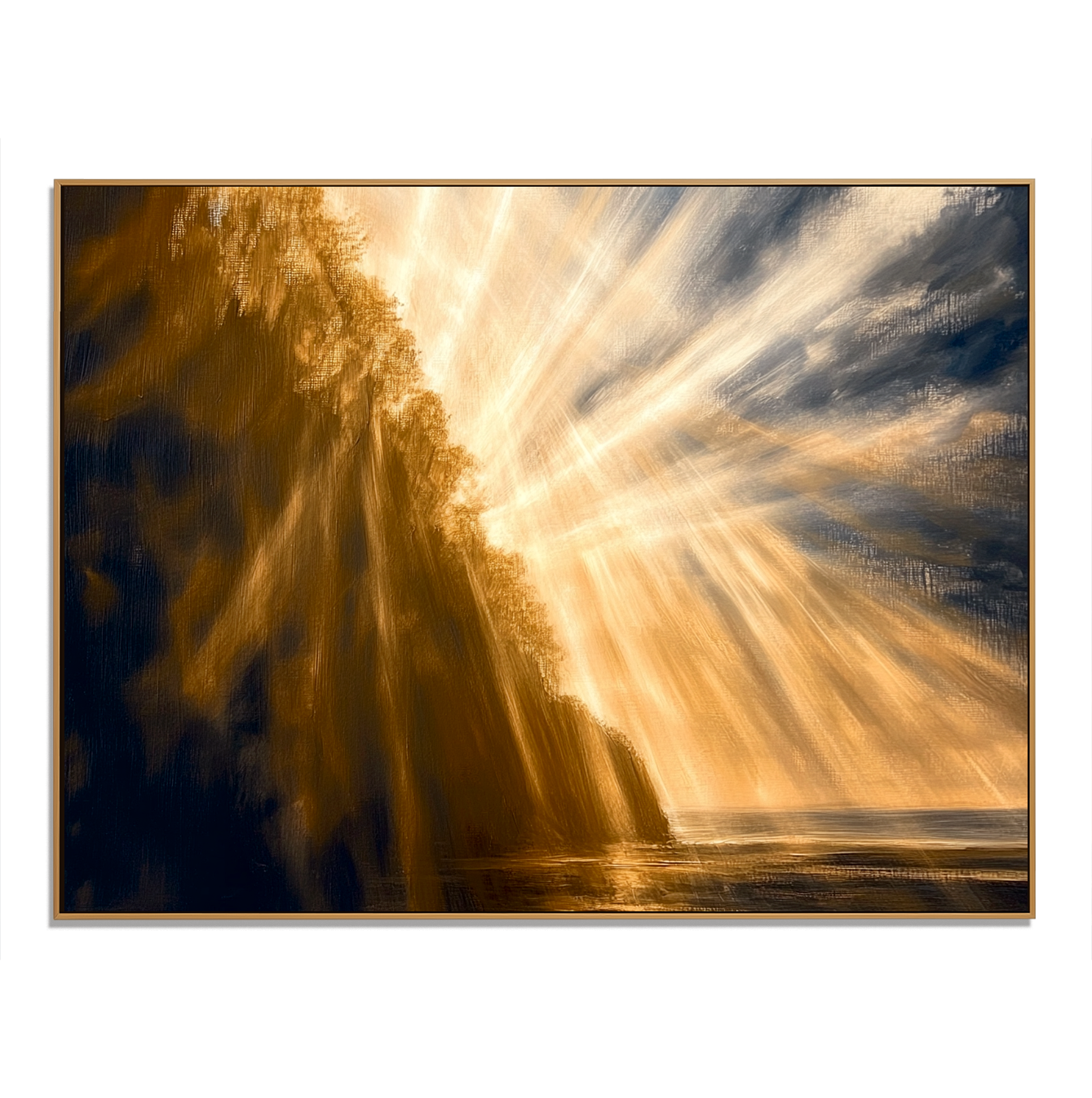 Golden Radiance – Dramatic Sunlight Landscape Oil Painting Canvas#wp260129