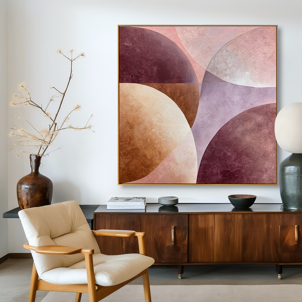 Soft Intersections – Hand-Painted Textured Geometric Abstract Wall Art#AB14184