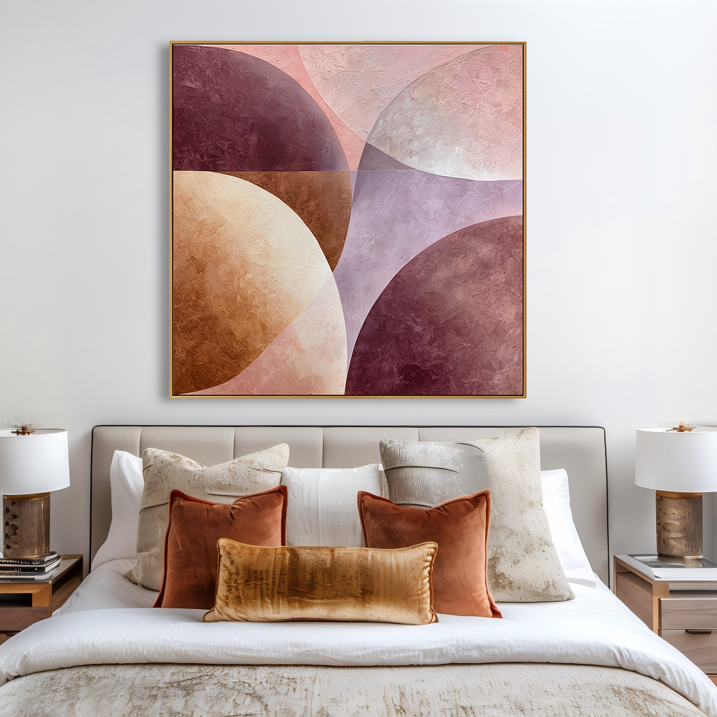 Soft Intersections – Hand-Painted Textured Geometric Abstract Wall Art#AB14184