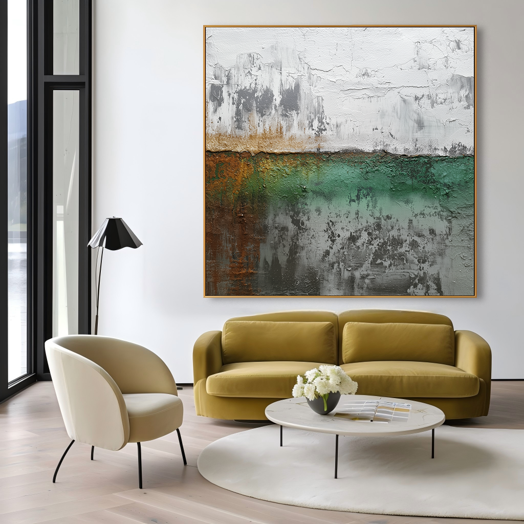 Eroded Horizon – Hand-Painted Textured Abstract Landscape Wall Art#AB14183