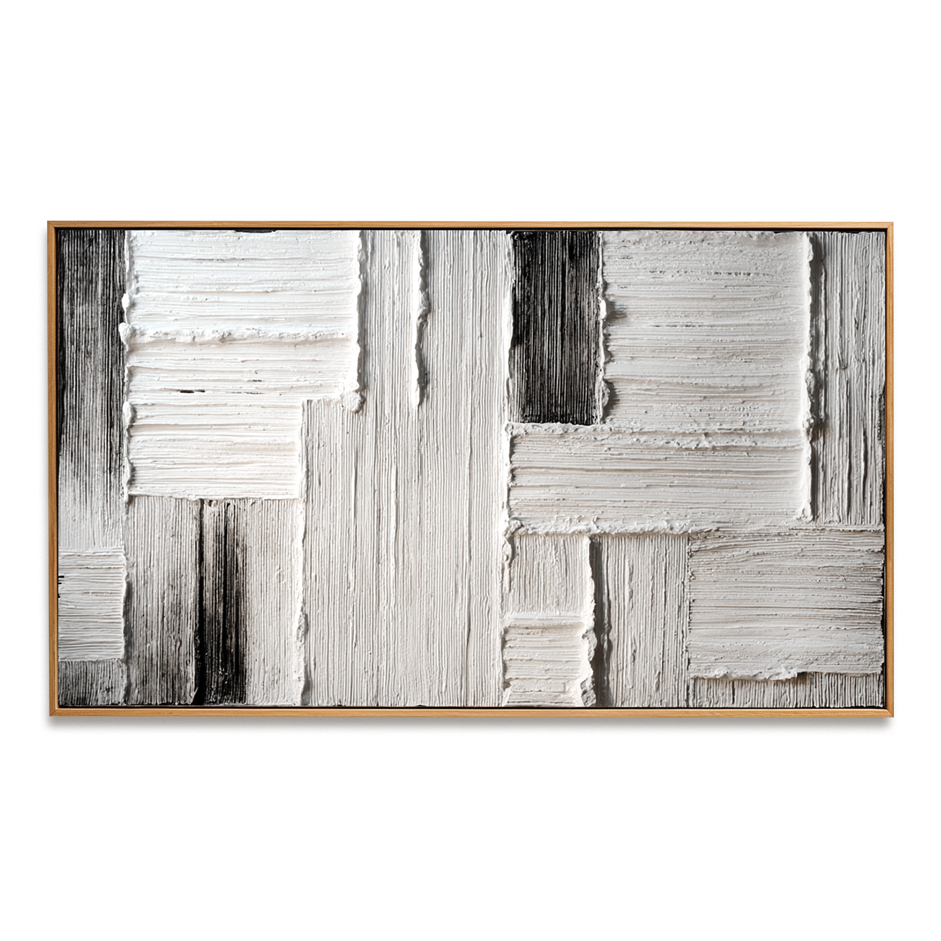 Measured Silence  Minimal White & Gray Textured Abstract Canvas#AB14292