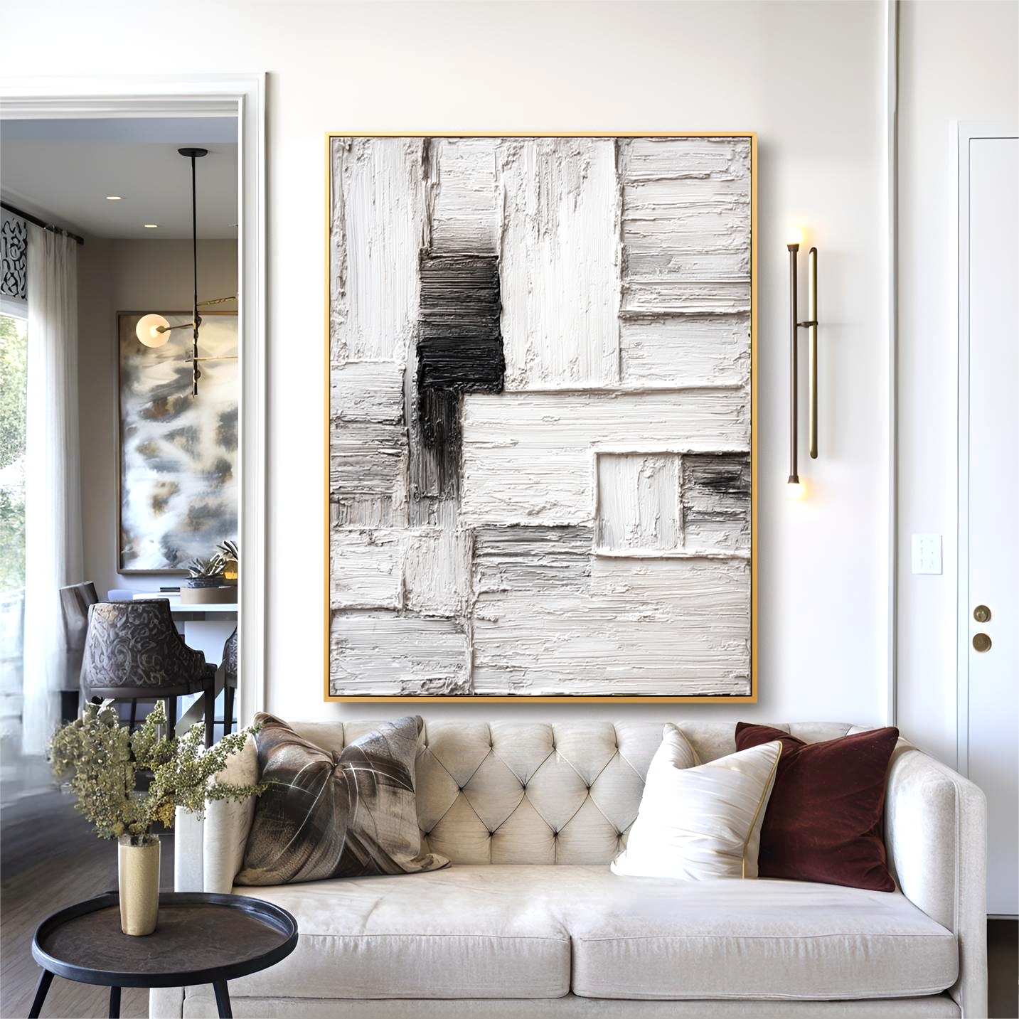 Silent Partition  Minimal Textured Abstract Canvas#AB14294