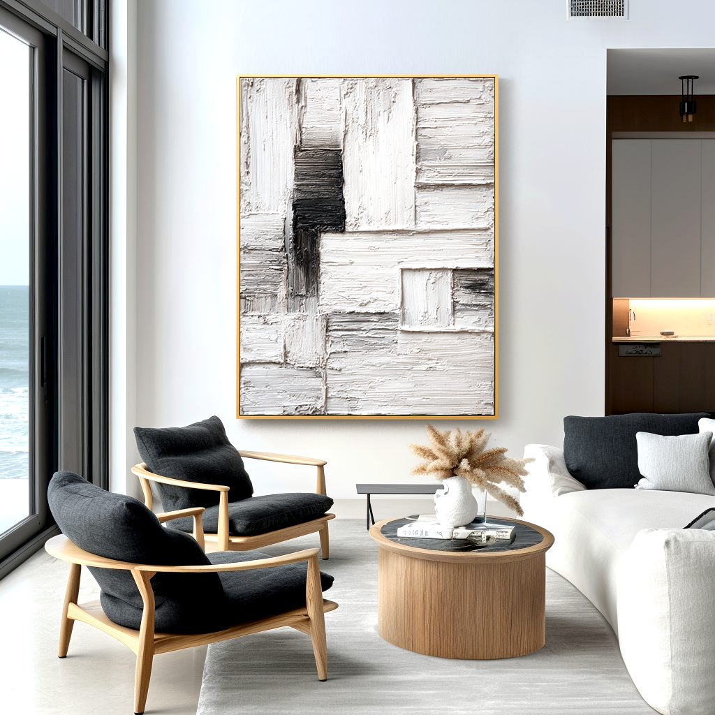Silent Partition - Minimal Textured Abstract Canvas#AB14294