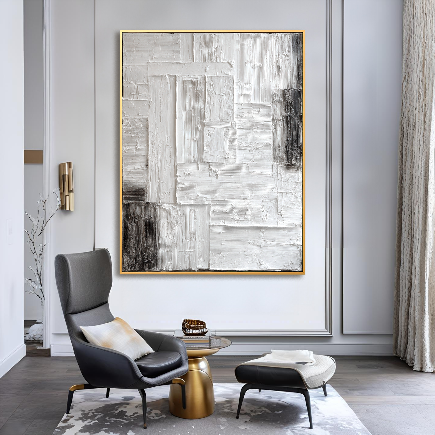 Still Structure Minimal Textured Abstract Canvas#AB14295