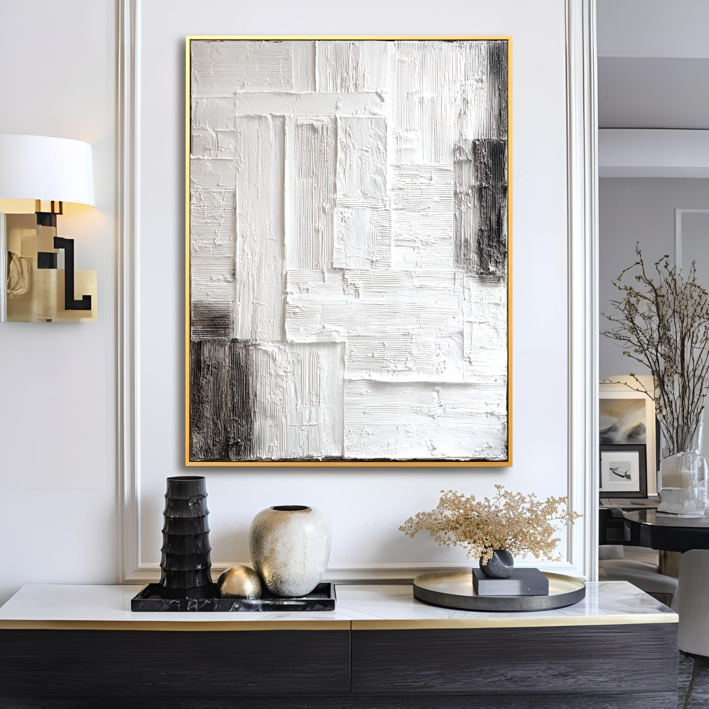 Still Structure Minimal Textured Abstract Canvas#AB14295