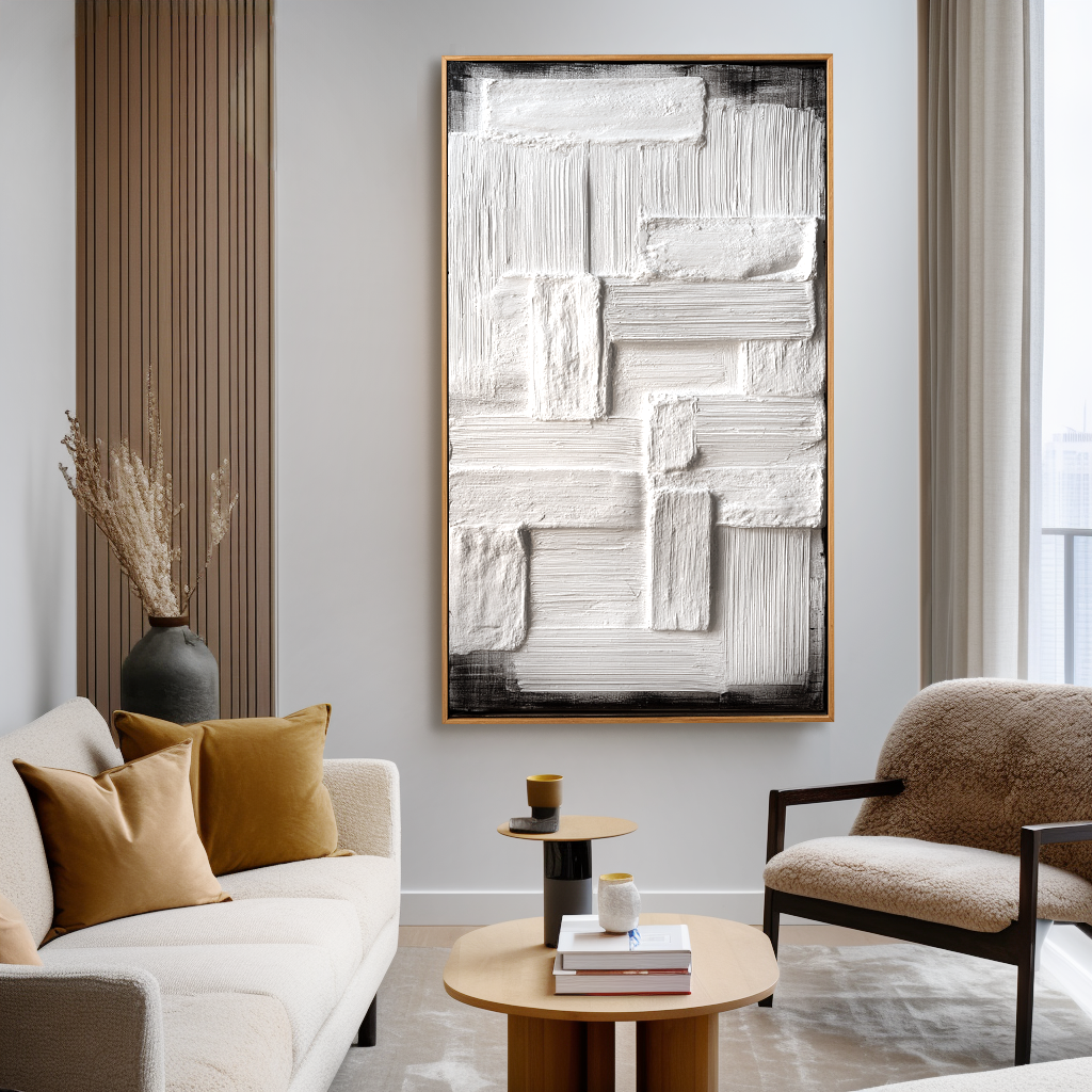 Silent Grid  Minimal Textured Abstract Canvas#AB14296
